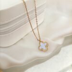Reversible Clover Pendant – 2-in-1 Black & White Stainless Steel Necklace