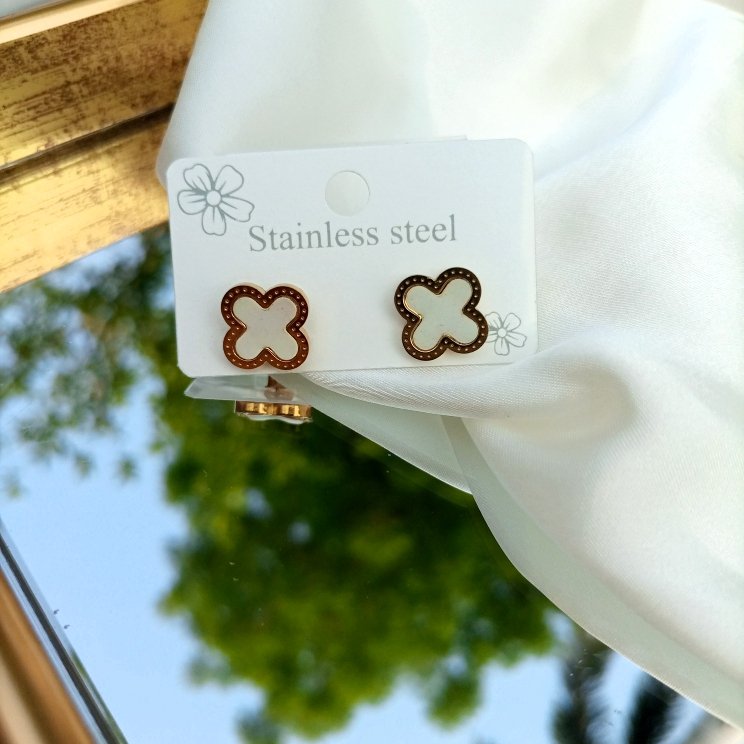 White Clover Stud Earrings