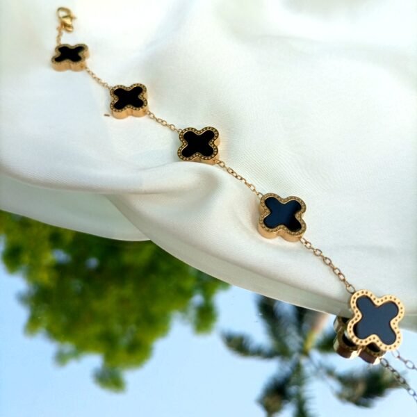 Black Clover Bracelet – Smooth Finish Stainless Steel Jewelry
