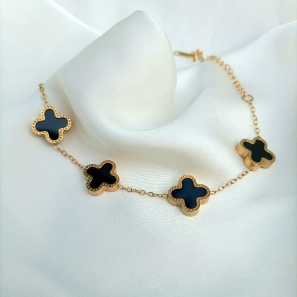 Black Clover Bracelet – Smooth Finish Stainless Steel Jewelry