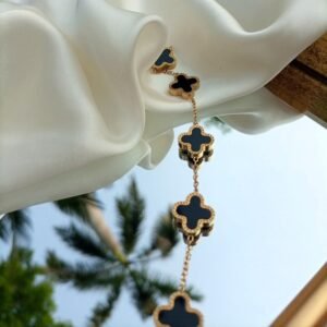 Black Clover Bracelet – Smooth Finish Stainless Steel Jewelry