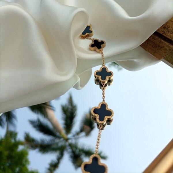 Black Clover Bracelet – Smooth Finish Stainless Steel Jewelry