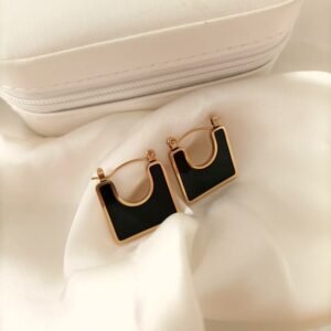 Geometric Black Inlay Earrings