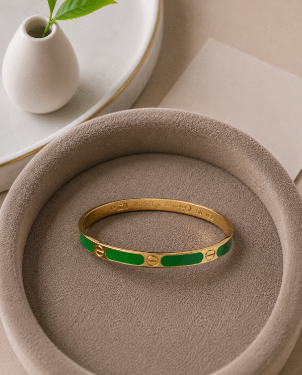 Sleek Bracelet with Green Accent