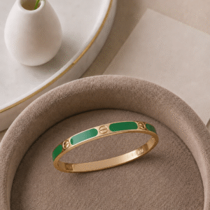 Sleek Bracelet with Green Accent