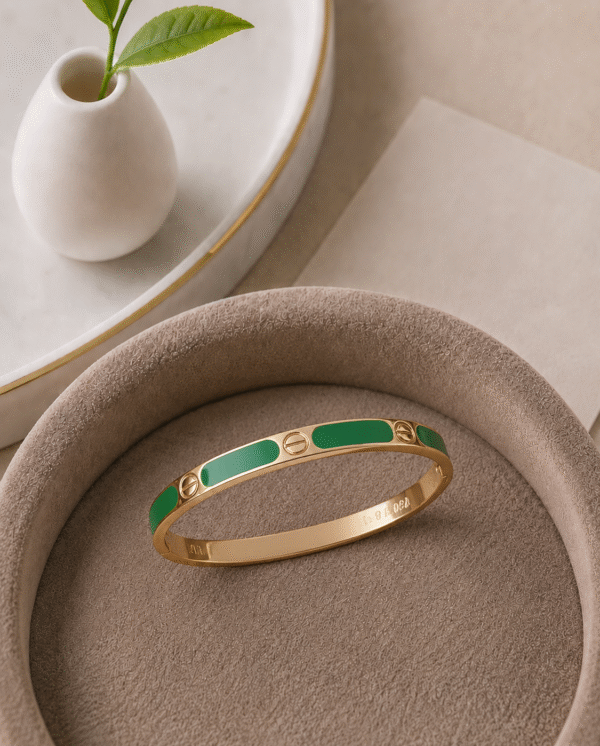 Sleek Bracelet with Green Accent