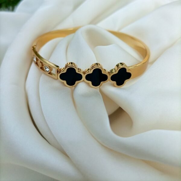 Black Enamel Clover Bracelet