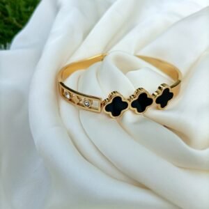 Black Enamel Clover Bracelet