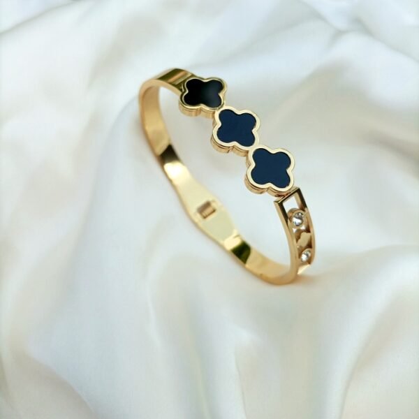Black Enamel Clover Bracelet