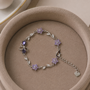 Stainless Steel Purple Bow Promise Bracelet