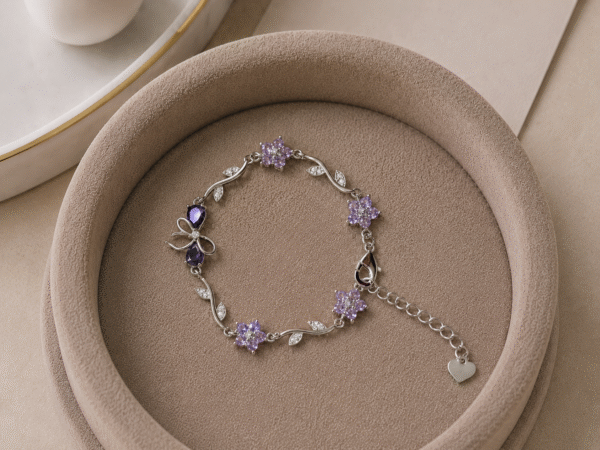 Stainless Steel Purple Bow Promise Bracelet