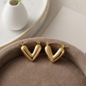 Golden Heart Hoop Earrings