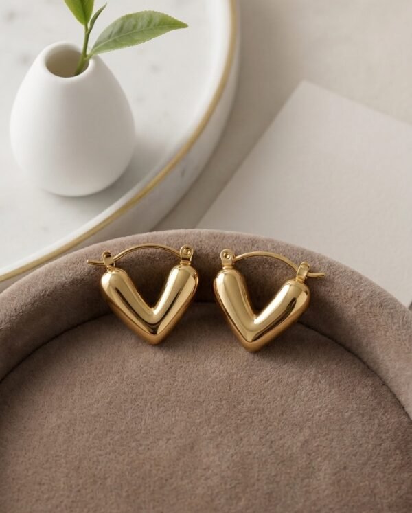 Golden Heart Hoop Earrings