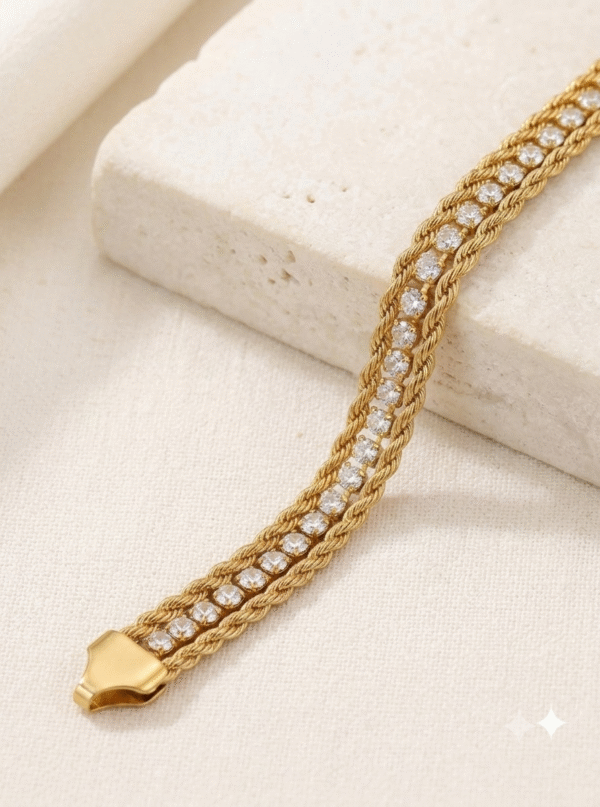 Gold Crystal Tennis Chain Bracelet