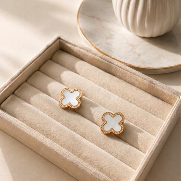 White Clover Stud Earrings