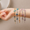 Golden Pink Crystal Butterfly Bracelet