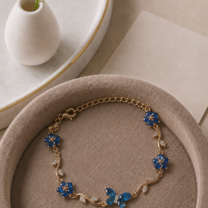 Gold Blue Butterfly Bracelet