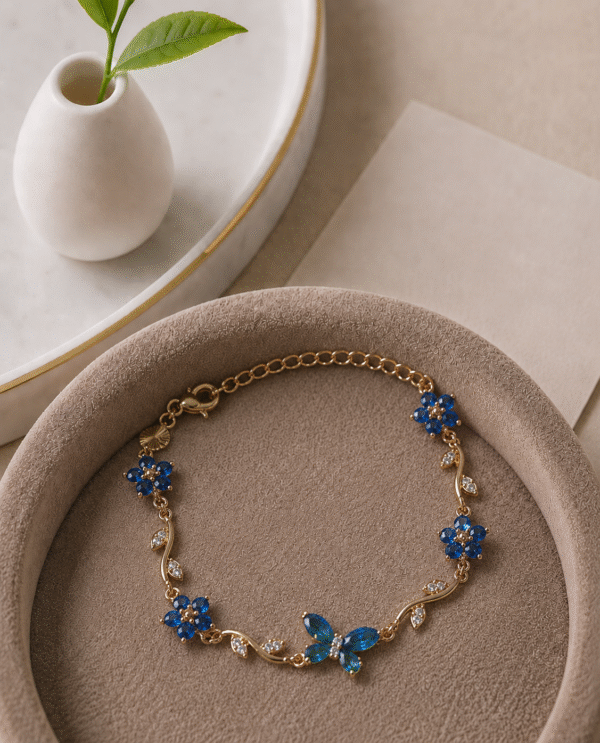 Gold Blue Butterfly Bracelet