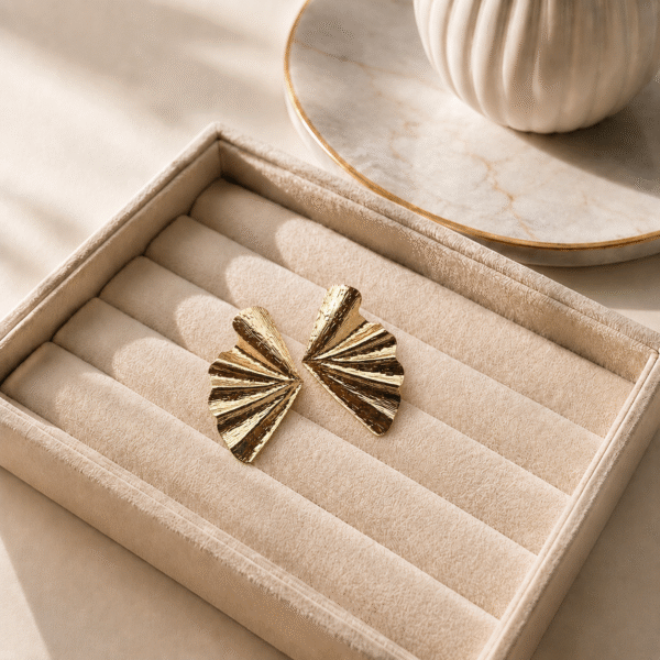 Golden Ginkgo Leaf Statement Earrings