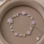 Pink Crystal Floral Bracelet