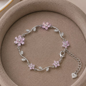 Pink Crystal Floral Bracelet