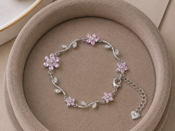 Pink Crystal Floral Bracelet