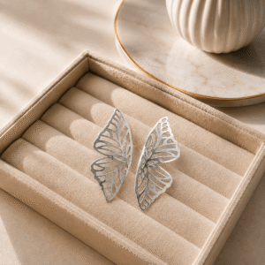 Silver Butterfly Wing Earrings