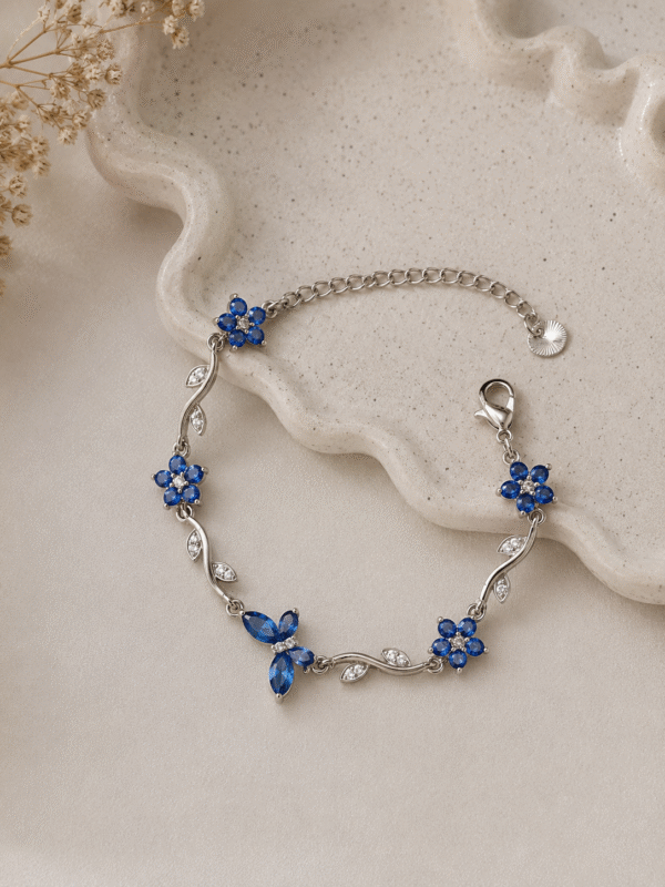 Silver Blue Butterfly Bracelet