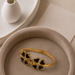 Black Flower Handcuff Bracelet