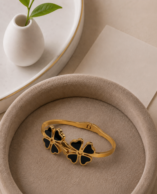 Black Flower Handcuff Bracelet