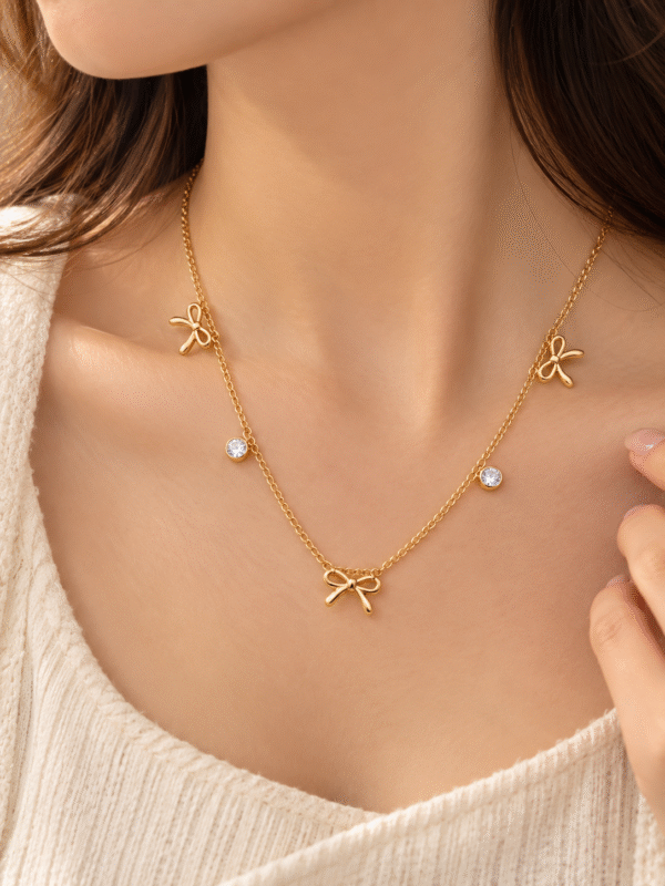 Tiny Bows Stainless Steel Necklace