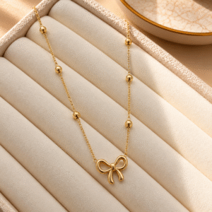 Gold Bow Pendant Necklace