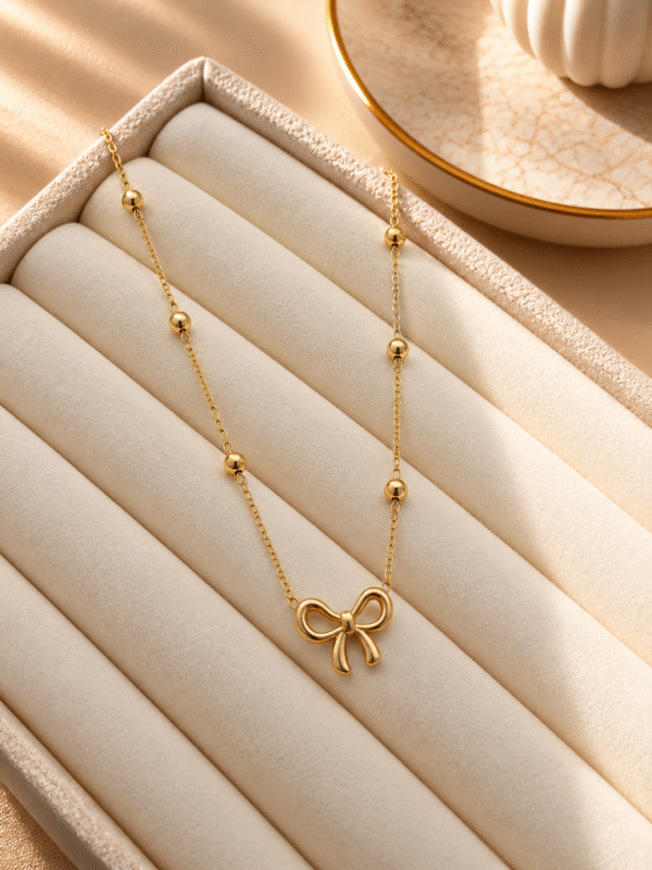 Gold Bow Pendant Necklace