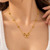 Gold Bow Pendant Necklace