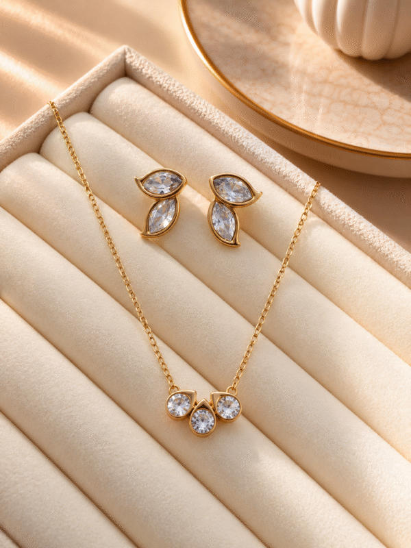 Teardrop Pendant & Leaf Studs Combo